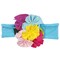 Wrapables Cotton Floral Baby Headbands, Bright Blossoms on Aqua